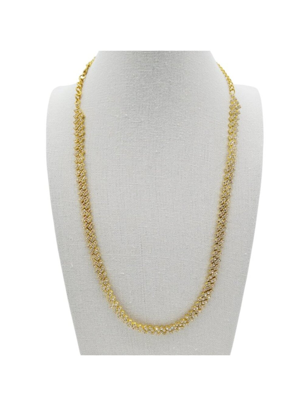 Rhinestone Tennis Necklace Gold Tone Special Occasion Gorgeous